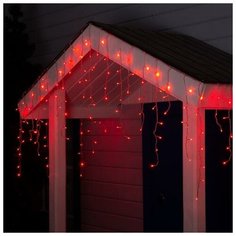 Luazon Lighting Гирлянда "Бахрома" 4 х 0.6 м , IP44, прозрачная нить, 180 LED, свечение красное, 8 режимов, 220 В