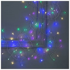 Luazon Lighting Гирлянда "Мишура" 6 м роса, IP20, серебристая нить, 480 LED, свечение мульти, фиксинг, 12 В