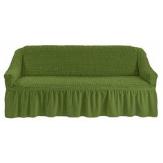 Чехол на диван универсальный трехместный с оборкой Зеленый Venera