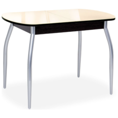 Стол обеденный со стеклом Портофино-1 EVO песочный/венге 105х65 Кубика