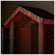 Luazon Lighting Гирлянда "Бахрома" 4 х 0.6 м , IP44, тёмная нить, 180 LED, свечение красное, 8 режимов, 220 В