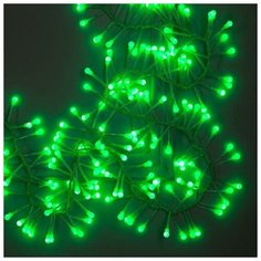 Luazon Lighting Гирлянда "Нить" уличная, УМС, мишура шарики 3 м, LED-288-220V фиксинг, нить прозрачная, свечение зелёное