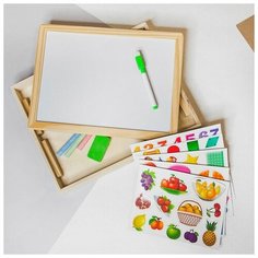 Лесная мастерская Конструктор магнитный «Цифры» в деревянной коробке + мел, маркер, губка