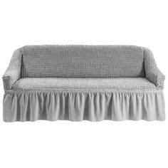 Чехол на диван универсальный трехместный с оборкой Серый Venera