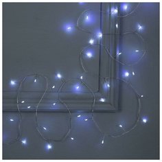 Luazon Lighting Гирлянда "Мишура" 10 м роса, IP20, серебристая нить, 200 LED, свечение белое, фиксинг, 12 В
