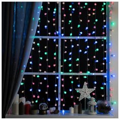 Luazon Lighting Гирлянда "Занавес" 2 х 1.5 м с насадками "Ёжики", IP20, прозрачная нить, 360 LED, свечение мульти, 8 режимов, 220 В