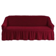 Чехол на диван универсальный трехместный с оборкой Бордовый Venera