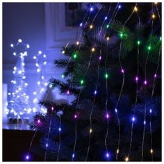 Luazon Lighting Гирлянда "Конский хвост" 10 нитей по 1 м , IP20, прозрачная нить, 100 LED, свечение RGB, переливы, 12 В