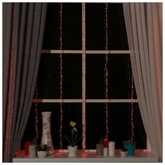 Luazon Lighting Гирлянда "Водопад" 2 х 1.5 м , IP20, прозрачная нить, 400 LED, свечение красное, 8 режимов, 220 В