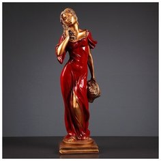 Хорошие сувениры Фигура "Девушка с корзиной" бронза/красный 14х14х55см