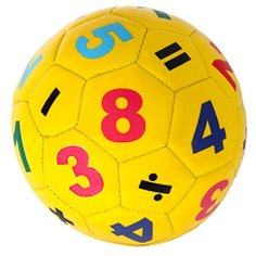 Мяч футбольный детский "Цифры" №2, диаметр 15 см, 100г, цвет желтый, ПВХ, мячик для детей, мячик футбольный маленький для малышей, мяч для игры на улице, мяч для игры в футбол, развивающая игрушка Компания Друзей
