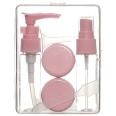 Дорожный набор емкостей для косметики бледно-розовый Tina Bolotina