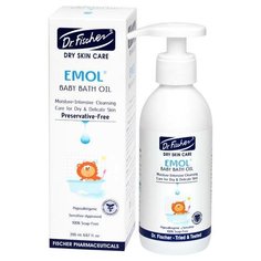 Dr.Fischer Масло для купания ванны младенцев, деликатно очищает, успокаивает и увлажняет кожу, обеспечивает защиту от свободных радикалов, с витаминами А и Е, подходит для использования с первой ванны, для ежедневных купаний, 200 мл Израиль