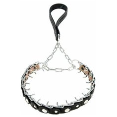 Зооник Ошейник строгий проволочный «Зооник», сварная цепь и кожа, с ручкой, 3 см, обхват шеи 23-30 см, микс