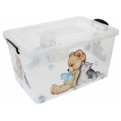 Росспласт Контейнер для хранения «Мишка и котёнок», 50 л, 60×38×31 см, цвет прозрачный
