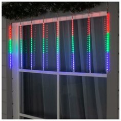 Luazon Lighting Гирлянда "Нить" 2.4 м с насадками "Сосульки 50 см", IP44, УМС, прозрачная нить, 320 LED, свечение мульти, переливы, 220 В