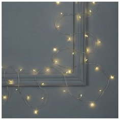 Luazon Lighting Гирлянда "Мишура" 10 м роса, IP20, серебристая нить, 200 LED, свечение тёплое белое, фиксинг, 12 В