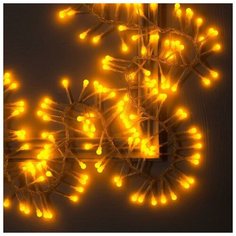 Luazon Lighting Гирлянда "Нить" уличная, УМС, мишура шарики 3 м, LED-288-220V фиксинг, нить прозрачная, свечение жёлтое