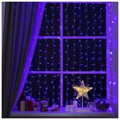 Luazon Lighting Гирлянда "Занавес" 2 х 1.5 м , IP20, прозрачная нить, 360 LED, свечение фиолетовое, 8 режимов, 220 В