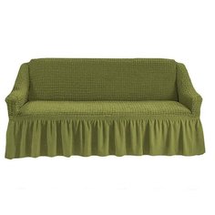 Чехол на трехместный диван с оборкой (юбкой) фисташковый Venera