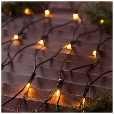 Luazon Lighting Гирлянда "Сеть" 2 х 1.5 м , IP44, УМС, тёмная нить, 192 LED, свечение тёплое белое, 220 В