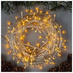 Luazon Lighting Гирлянда "Нить" 20 м , IP20, прозрачная нить, 200 LED, свечение жёлтое, 8 режимов, 220 В