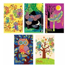 Блокнот А5, 40 л., гребень, ламинированный картон, клетка, Альт, "Совы", (5 видов), 3-40-024