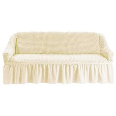 Чехол для трехместного дивана с юбкой (оборкой) кремовый Venera