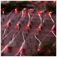 Luazon Lighting Гирлянда "Сеть" 2 х 1.5 м , IP44, УМС, прозрачная нить, 192 LED, свечение красное, 220 В