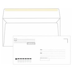 Конверты Е65 (110х220 мм), клей, "Куда-Кому", 80 г/м2, комплект 1000 шт. Ряжская печатная фабрика