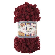 Пряжа Alize Puffy Fine (Пуффи Файн) 107 вишня 100% микрополиэстер 100г 14м 5шт