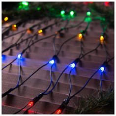 Luazon Lighting Гирлянда "Сеть" 2 х 1.5 м , IP44, УМС, тёмная нить, 192 LED, свечение мульти, 220 В