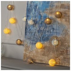 Luazon Lighting Гирлянда "Нить" 5 м с насадками "Клубки небесные", IP20, прозрачная нить, 20 LED, свечение тёплое белое, фиксинг, 220 В