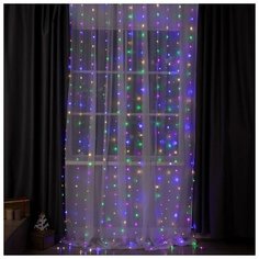 Luazon Lighting Гирлянда "Занавес" 2 х 3 м , IP44, серебристая нить, 450 LED, свечение мульти, 8 режимов, 220 В