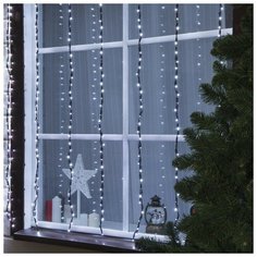 Luazon Lighting Гирлянда "Водопад" 2 х 1.5 м , IP44, тёмная нить, 400 LED, свечение белое, 8 режимов, 220 В