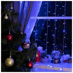 Luazon Lighting Гирлянда "Занавес" 2 х 3 м , IP20, прозрачная нить, 720 LED, свечение синее, 8 режимов, 220 В