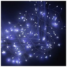 Luazon Lighting Гирлянда "Мишура" 2 м роса, IP20, серебристая нить, 200 LED, свечение белое, фиксинг, 12 В