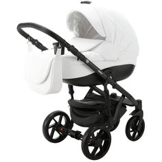 Коляска универсальная Bebe-Mobile Fabiola Deluxe 3 в 1, BF-10S - белая кожа, черная рама