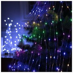 Luazon Lighting Гирлянда "Конский хвост" 20 нитей по 2 м , IP20, прозрачная нить, 400 LED, свечение мульти, фиксинг, 12 В