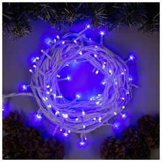 Luazon Lighting Гирлянда "Нить" 10 м , IP44, УМС, белая нить, 100 LED, свечение синее, 220 В