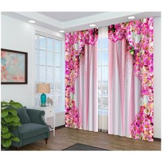 Комплект Фотошторы Сирень , Тюль Сирень "Весеннее настроение", 290*260 см. Стильный Дом