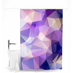 Шторка для ванной Сирень "Фиолетовый полигональный узор"