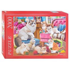 Пазл Рыжий кот Кошка с пушистыми котятами (Ф2000-1524), 2000 дет.