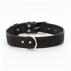 Ошейник кожаный Пижон однослойный, 64*3,5 см, ОШ 49-61 см, черный