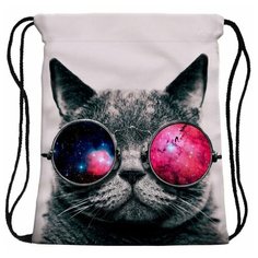 Сумка-мешок для сменной обуви Cat in glasses Homsu