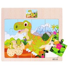 Пазл деревянный Щепочка малый "Динозаврик" рамка (17x15x0,7см.)