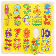 Пазл-вкладыш Щепочка "Считаем от 1 до 10" (размер рамки 22x22x1см)