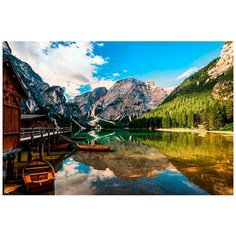 Палитра. Холст с краск. 30х40 см по номер. в кор. ЛОДКИ НА ГОРНОМ ОЗЕРЕ (Арт. Х-3741) Рыжий кот