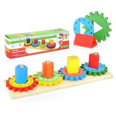 Пирамидка Щепочка с шестеренками, 16 деталей (D0785)