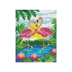 Алмазная мозаика 17 цв. "Фламинго на закате" Рыжий Кот AS17037/РК